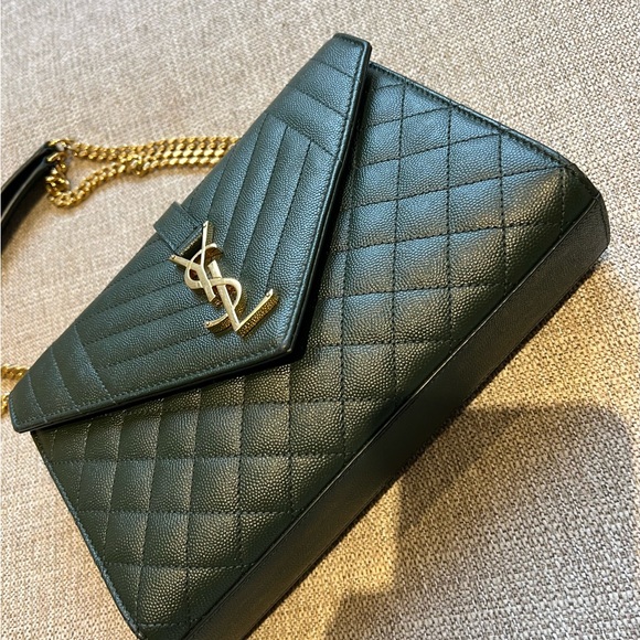 ENVELOPE MEDIUM BAG IN MIX MATELASSE GRAIN DE POUDRE EMBOSSED LEATHER - Picture 5 of 7